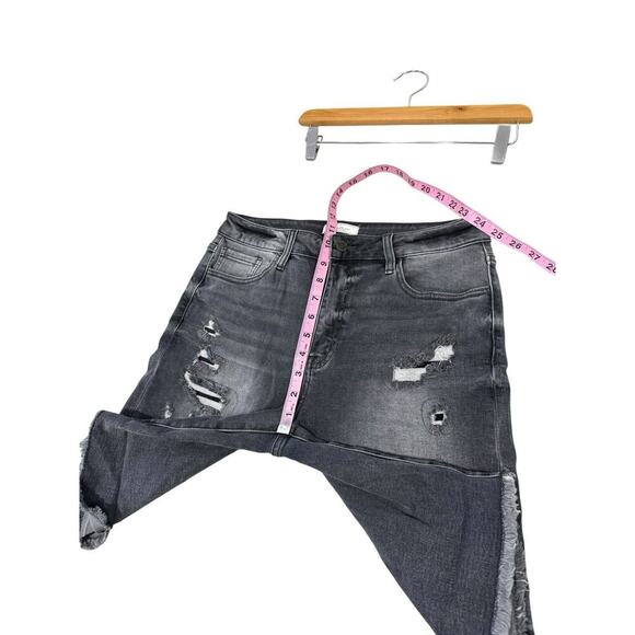 KanCan Gray Grey Distressed High Rise Denim Bermuda Shorts Womens 29 - Picture 6 of 7